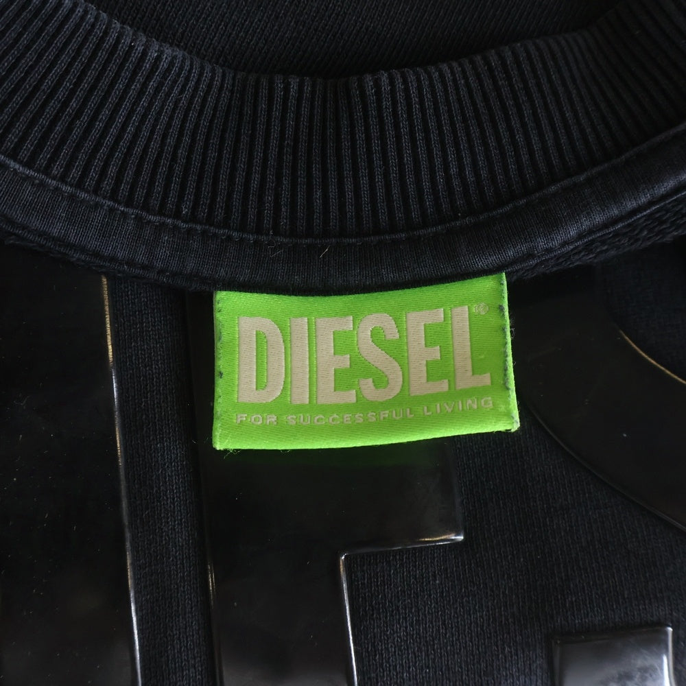 DIESEL(ディーゼル) フロントラバー ロゴ クルーネックスウェット トレーナー ブラック A02312