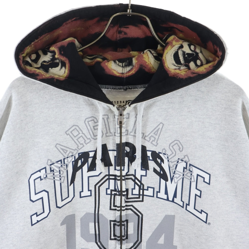 SUPREME(シュプリーム) 24SS ×MM6 Masion Margiela Zip Up Hooded Sweatshirt エムエムシックスメゾンマルジェラ ジップアップ スウェットパーカー グレー