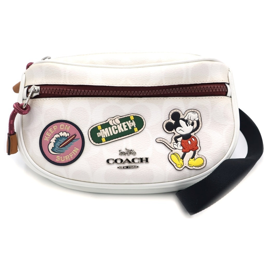 COACH(コーチ) ×DISNEY ディズニー シグネチャー ウェストバッグ ボディバッグ ホワイト レディース