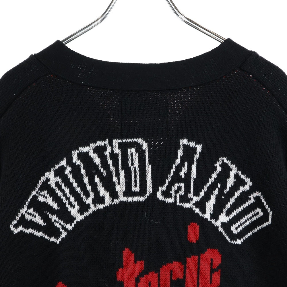 HYSTERIC GLAMOUR(ヒステリックグラマー) ×WIND AND SEA ウィンダンシー ロゴ ニット 2ポケット カーディガン ブラック WDS-C-HYS-23-AP-Q1-11
