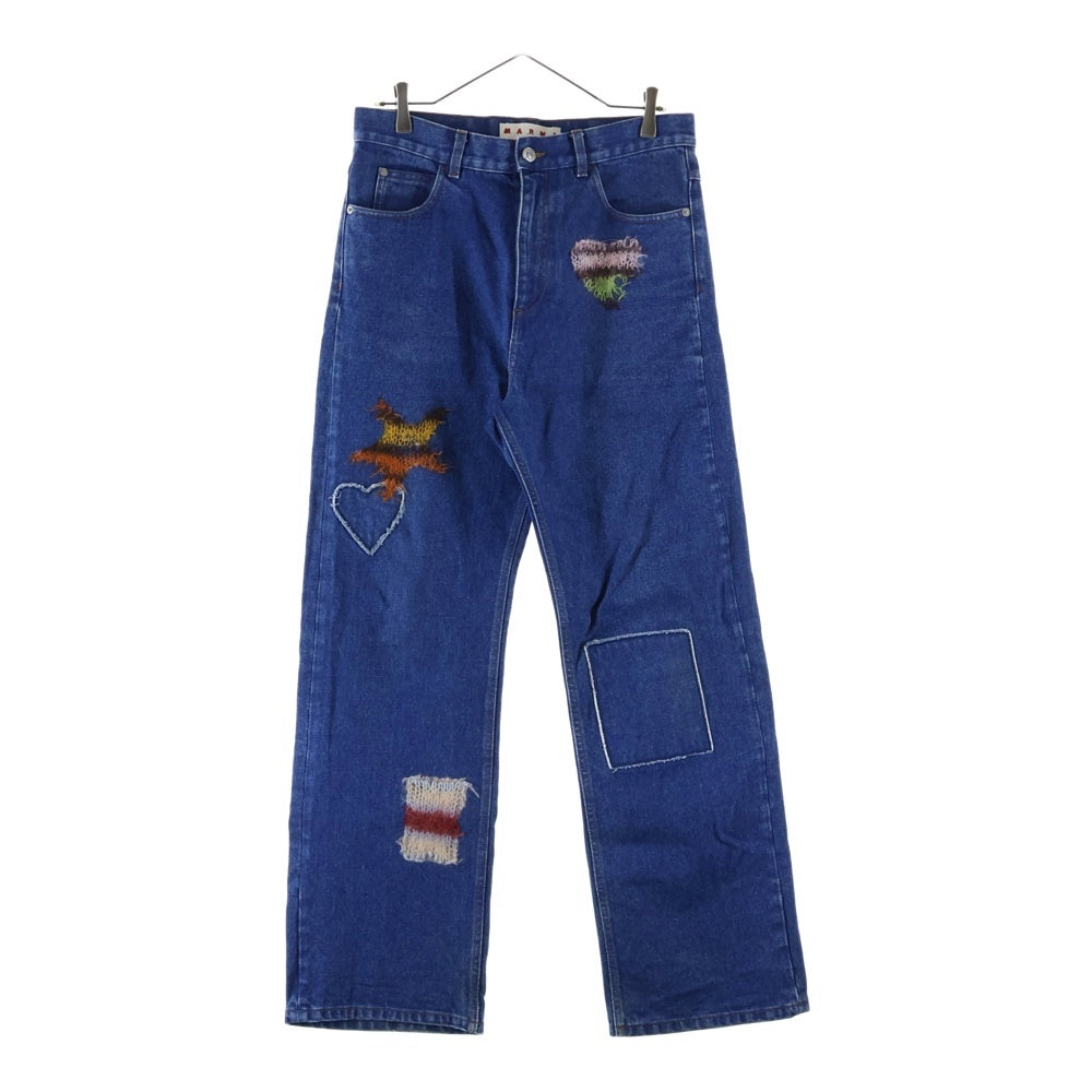 MARNI(マルニ) Mohair Panels Jeans モヘアパッチ デニムパンツ パッチワークストレートデニムパンツ PUJU0021LX