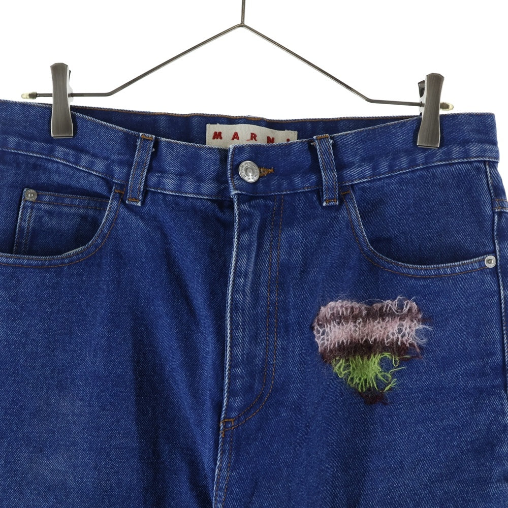 MARNI(マルニ) Mohair Panels Jeans モヘアパッチ デニムパンツ パッチワークストレートデニムパンツ PUJU0021LX