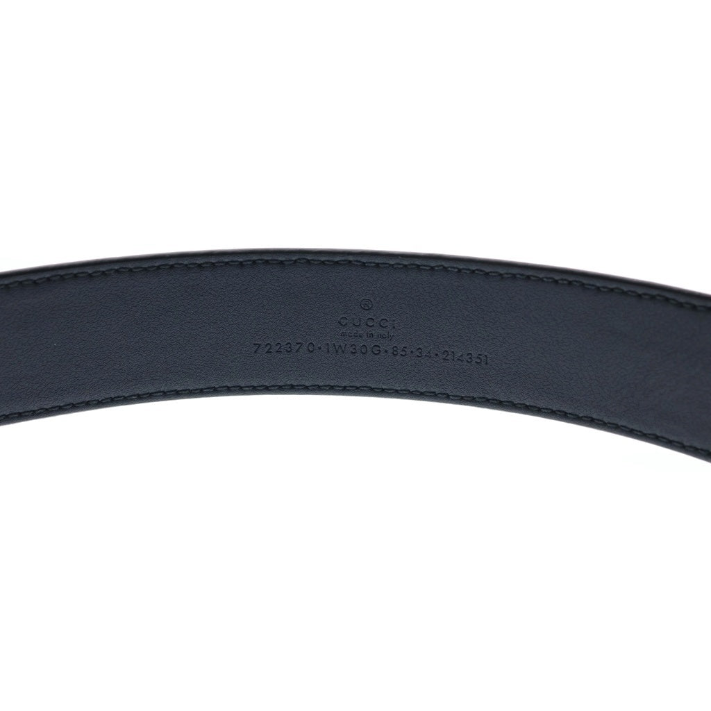 GUCCI(グッチ) Leather belt スクエア バックル 総柄 レザー ベルト ブラック 722370・1W30G