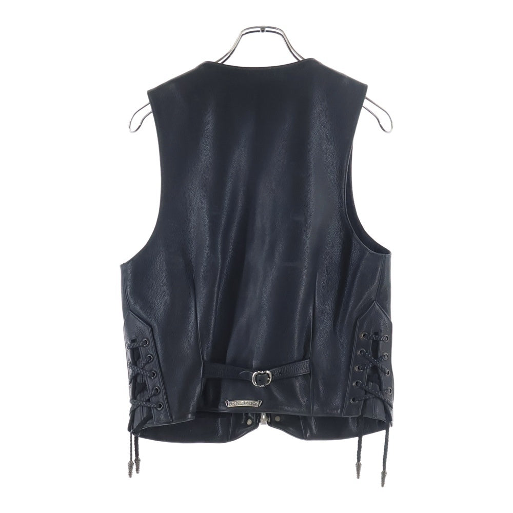 CHROME HEARTS(クロムハーツ) 6B L LNG BCK 6クロスボール クロスボールボタン ダガージップ レザーベスト ブラック