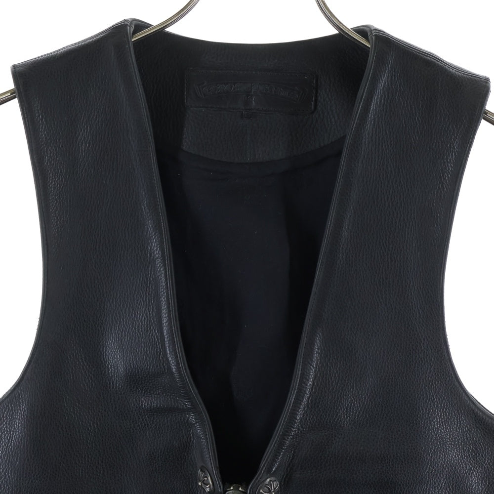 CHROME HEARTS(クロムハーツ) 6B L LNG BCK 6クロスボール クロスボールボタン ダガージップ レザーベスト ブラック