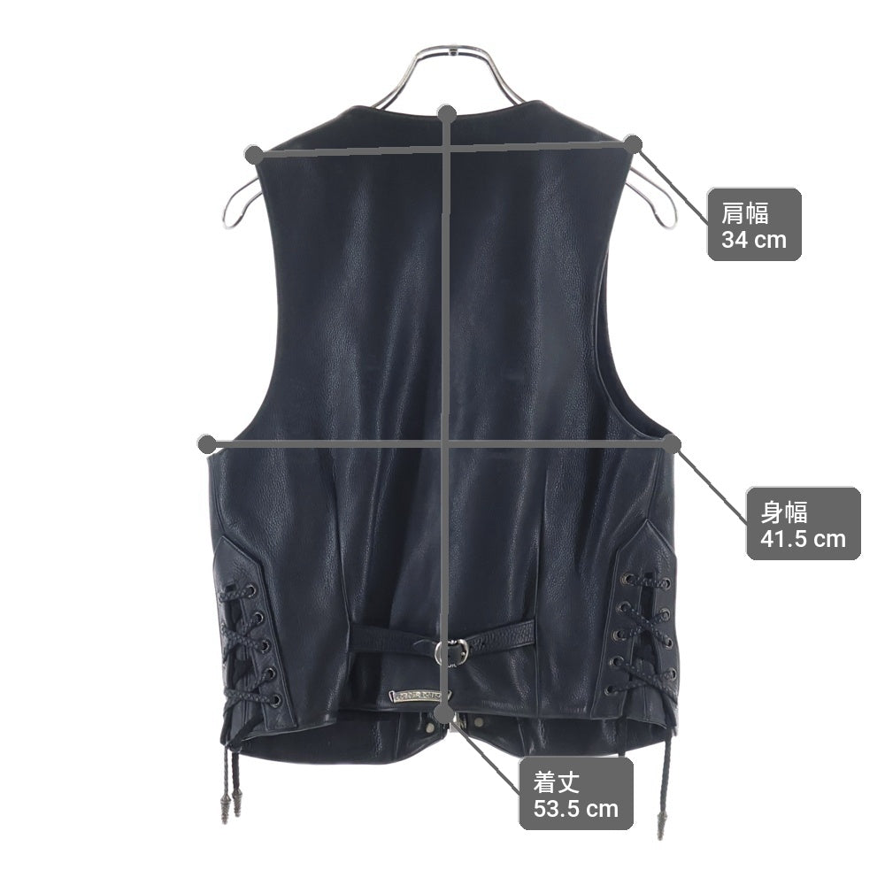 CHROME HEARTS(クロムハーツ) 6B L LNG BCK 6クロスボール クロスボールボタン ダガージップ レザーベスト ブラック