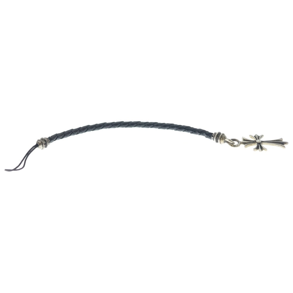 CHROME HEARTS(クロムハーツ) PHNSTRP TINY CH CROSS フォンストラップ タイニーCHクロス 携帯ストラップ レザー ブラック/シルバー