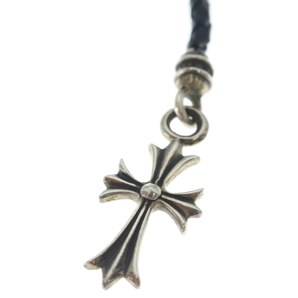 CHROME HEARTS(クロムハーツ) PHNSTRP TINY CH CROSS フォンストラップ タイニーCHクロス 携帯ストラップ レザー ブラック/シルバー