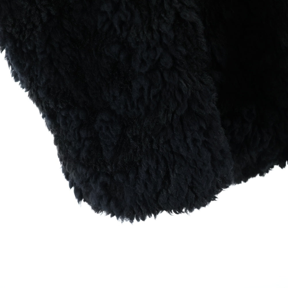 jun hashimoto(ジュンハシモト) 21AW C11 BOA SHORT WRAP カモフリースラップコート ボアジップアップジャケット フーデッドブルゾン ブラック 1012120011