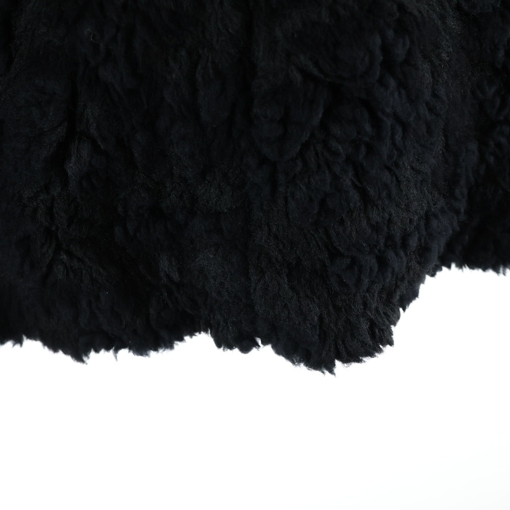 jun hashimoto(ジュンハシモト) 21AW C11 BOA SHORT WRAP カモフリースラップコート ボアジップアップジャケット フーデッドブルゾン ブラック 1012120011