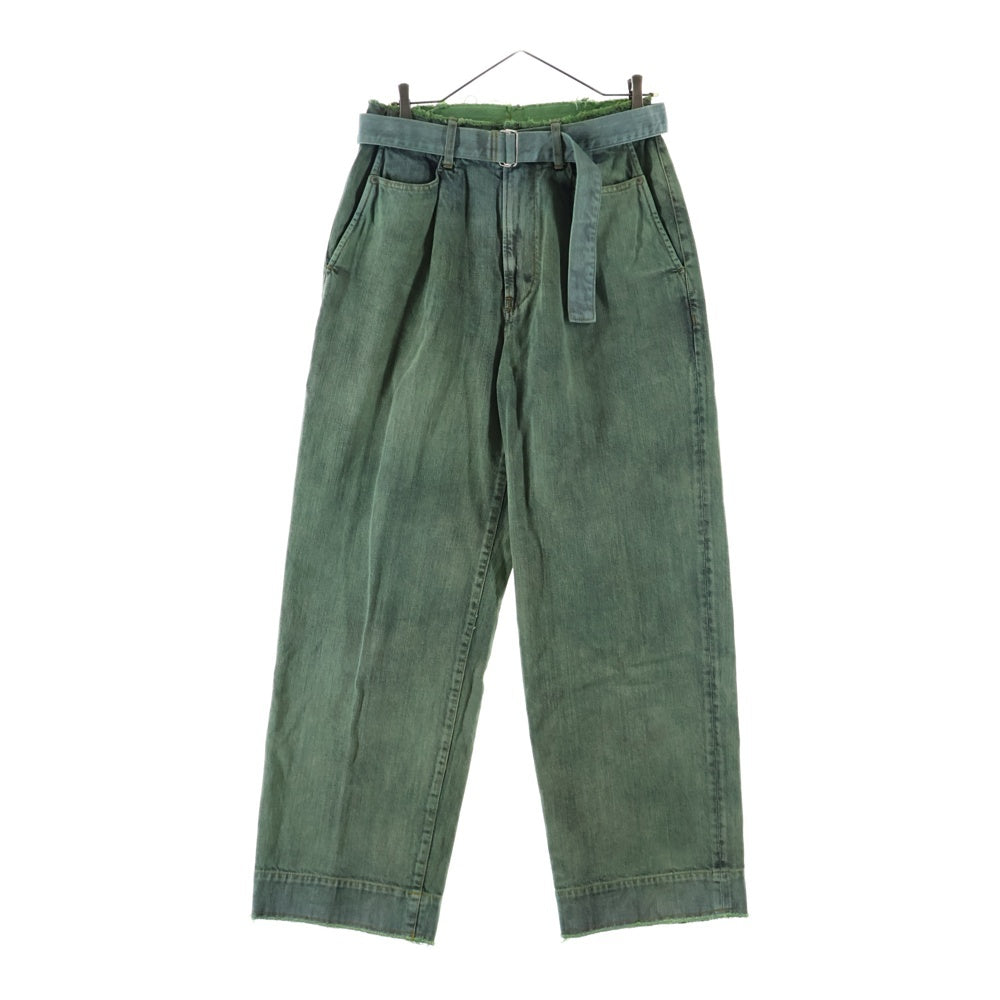 YOKE(ヨーク) 24SS BELTED WIDE-LEGGED DENIM TROUSERS ベルトワイドレッグデニムトラウザーパンツ グリーン YK24SS0695P