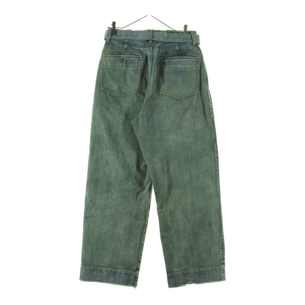 YOKE(ヨーク) 24SS BELTED WIDE-LEGGED DENIM TROUSERS ベルトワイドレッグデニムトラウザーパンツ グリーン YK24SS0695P