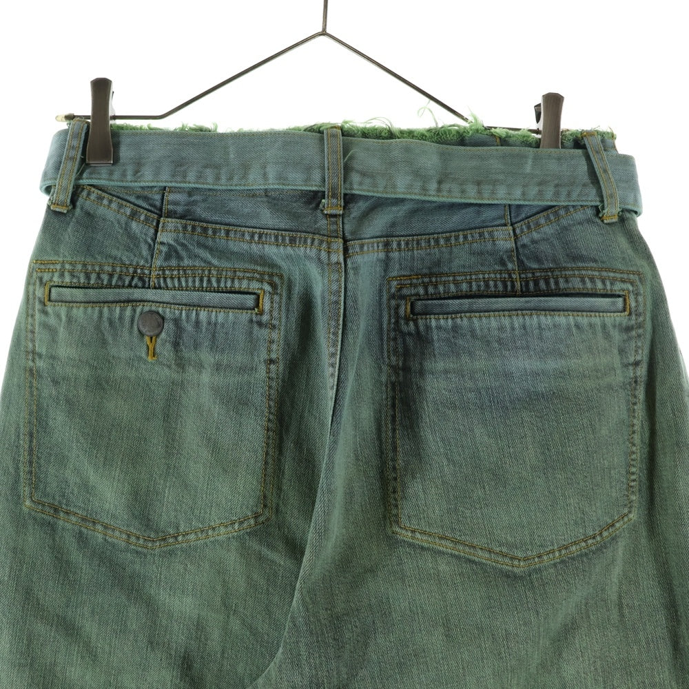 YOKE(ヨーク) 24SS BELTED WIDE-LEGGED DENIM TROUSERS ベルトワイドレッグデニムトラウザーパンツ グリーン YK24SS0695P