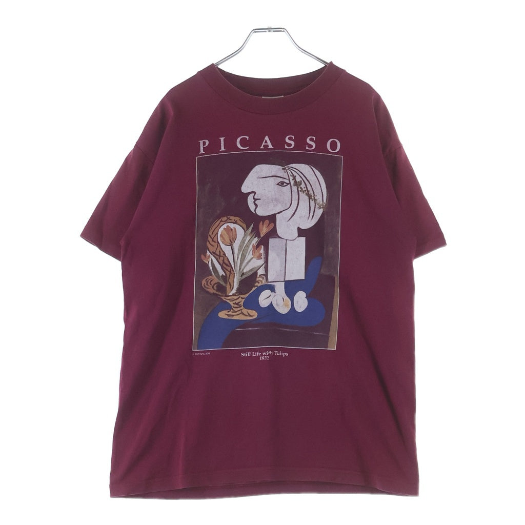 VINTAGE(ヴィンテージ) 90's Nature Morte Aux Tulipes ピカソ チューリップのある静物 プリント 半袖Tシャツ カットソー レッド