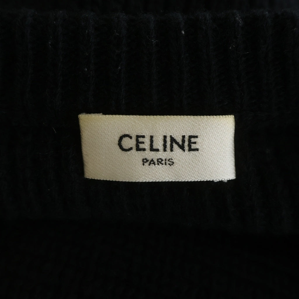 CELINE(セリーヌ) 21AW イタリア製 フロントロゴワッペン オーバーサイズ ニット セーター ブラック 2A19R423P