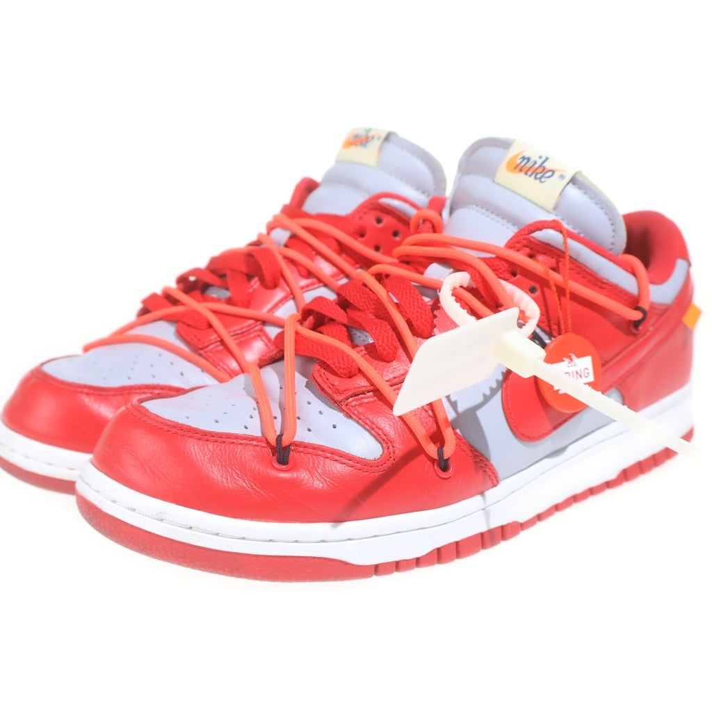 NIKE(ナイキ) ×OFF-WHITE DUNK LOW LTHR CT0856-600 オフホワイト ダンク ローカットスニーカー US9.5/27.5cm レッド/グレー