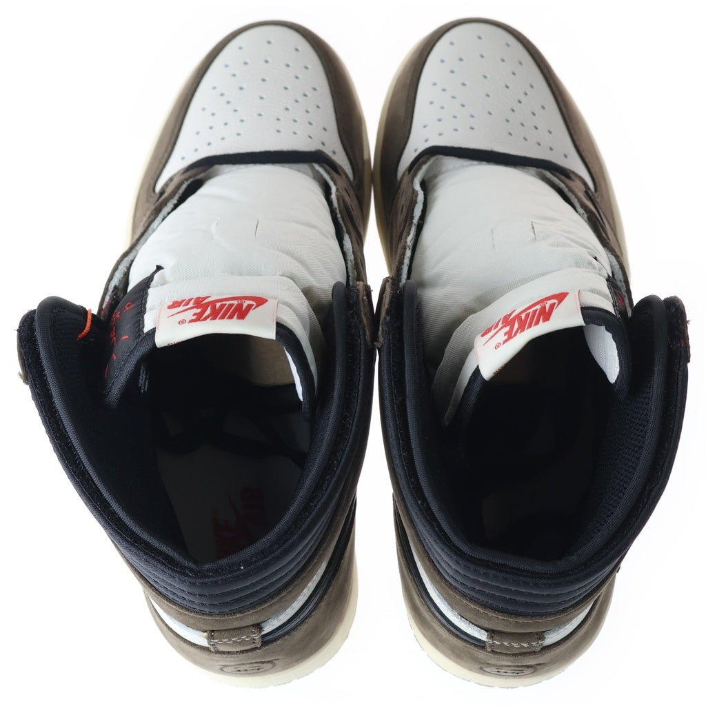 NIKE(ナイキ) ×TRAVIS SCOTT AIR JORDAN 1 RETRO HIGH OG TS SP CD4487-100 トラヴィススコット エアジョーダン1 ハイカットスニーカー ブラウン/ホワイト US9.5/27.5cm