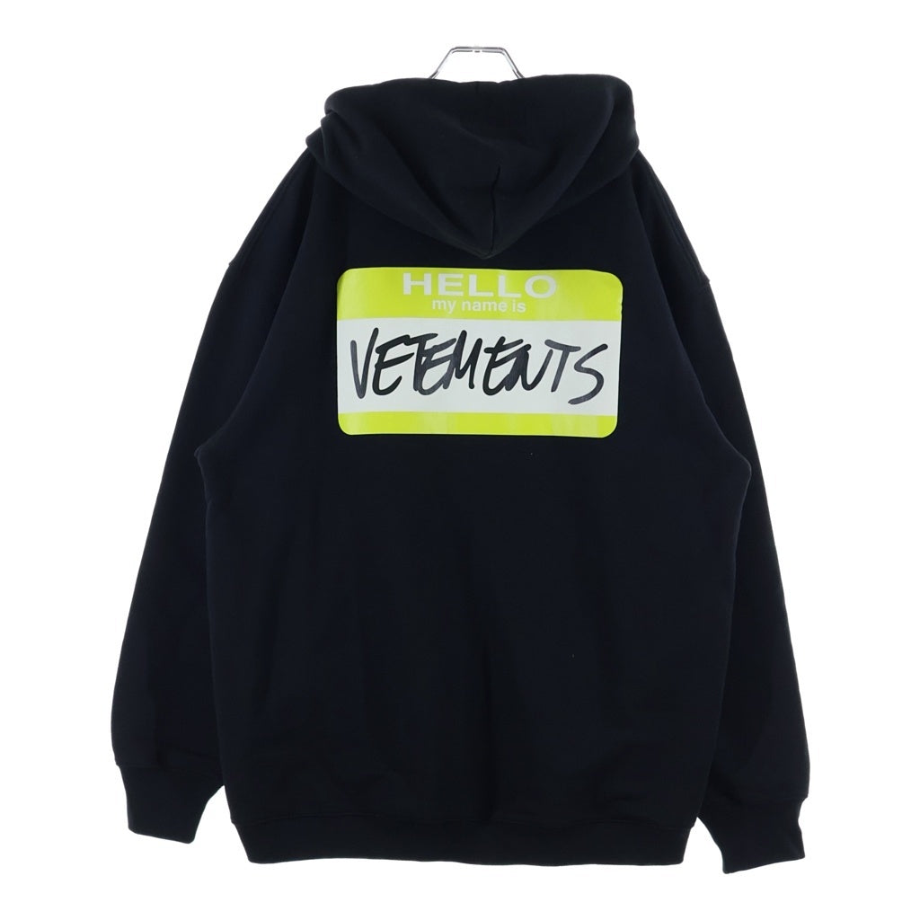 VETEMENTS(ヴェトモン) MY NAME IS VETEMENTS ZIP UP HOODIE マイネームイズヴェトモン ジップアップパーカー ブラック UA53HD200B
