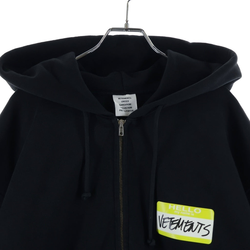 VETEMENTS(ヴェトモン) MY NAME IS VETEMENTS ZIP UP HOODIE マイ