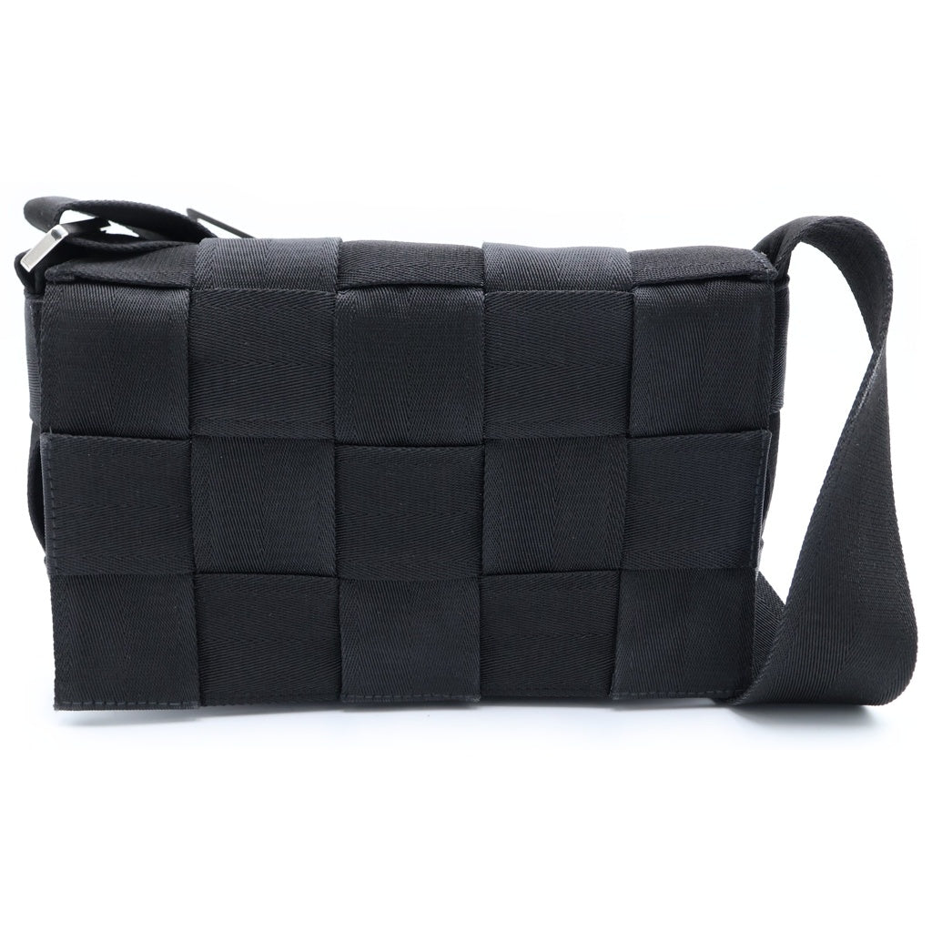 BOTTEGA VENETA(ボッテガヴェネタ) カセット スモール マキシイントレチャート キャンバス ショルダーバッグ メッセンジャーバッグ ブラック レディース
