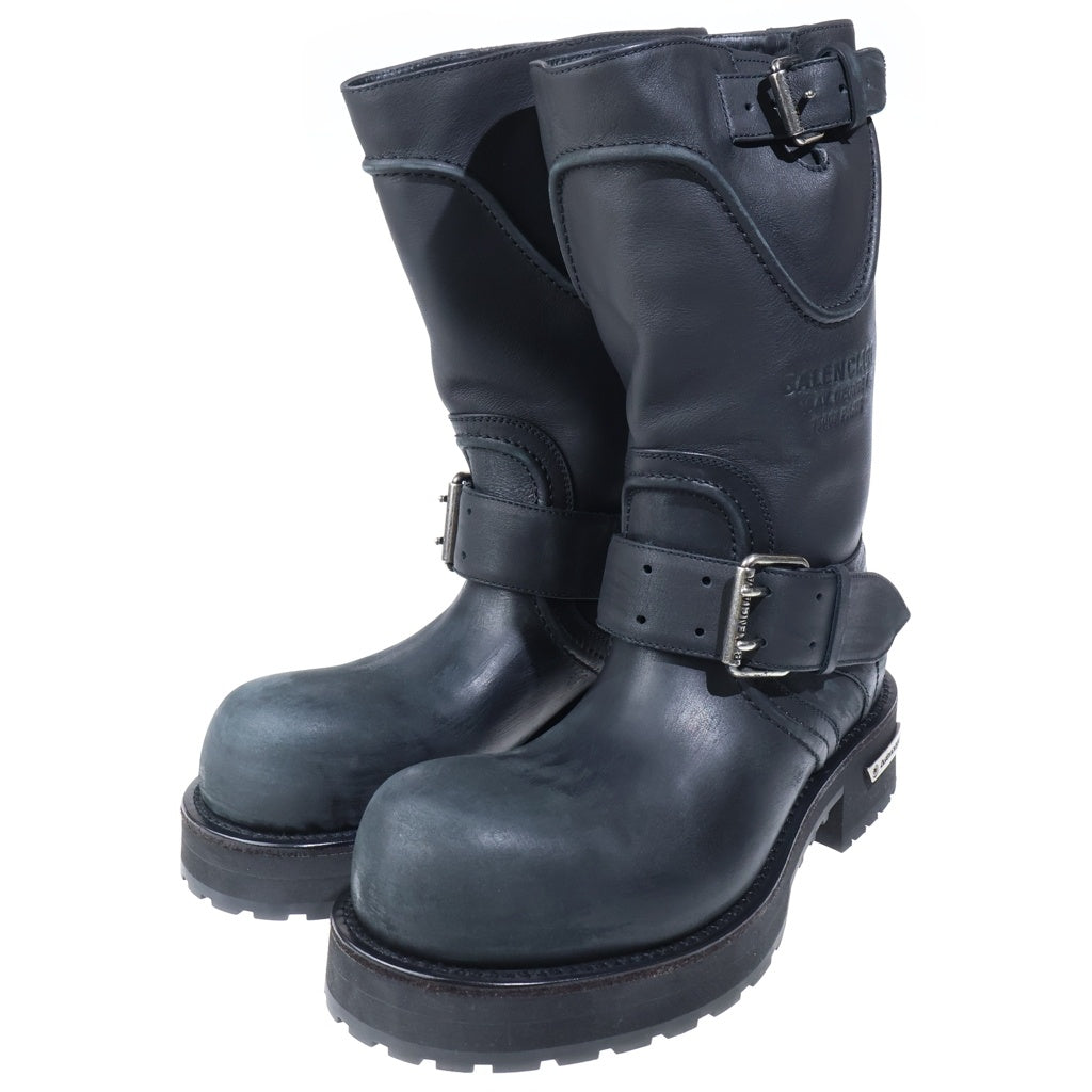 BALENCIAGA(バレンシアガ) Venom BootsヴェノムUSED加工ハイカットレザーエンジニアブーツ ブラック