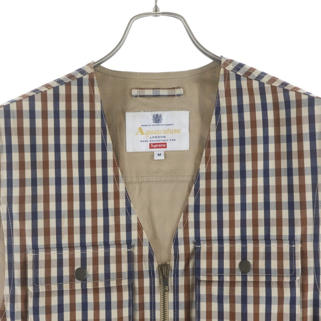 SUPREME(シュプリーム) 16AW ×Aquascutum Club Check Water Proof Utility Vest アクアスキュータム クラブチェック柄 防水ユーティリティベスト ベージュ