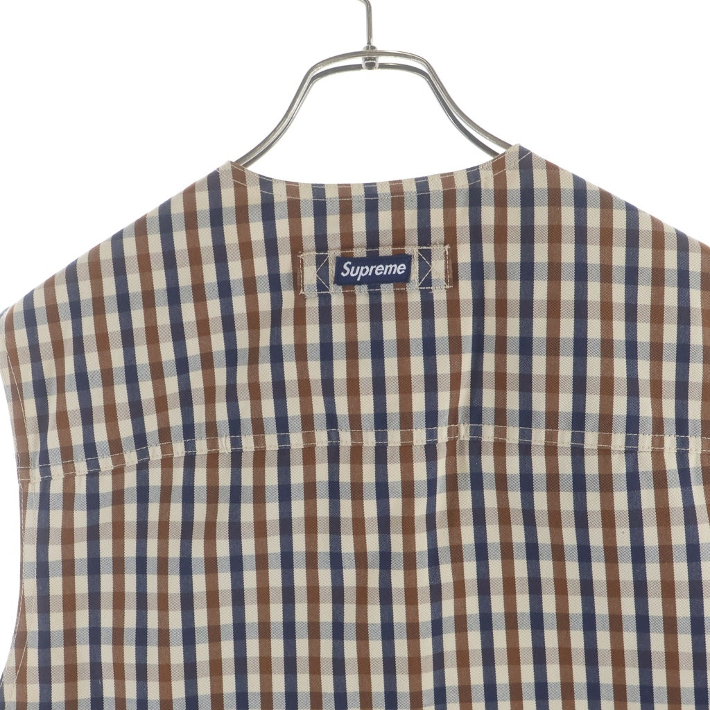 SUPREME(シュプリーム) 16AW ×Aquascutum Club Check Water Proof Utility Vest アクアスキュータム クラブチェック柄 防水ユーティリティベスト ベージュ