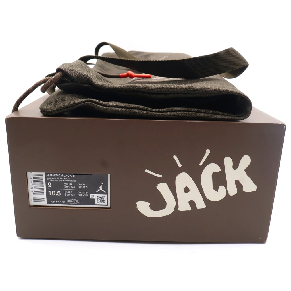 NIKE(ナイキ) ×TRAVIS SCOTT JORDAN JUMPMAN JACK FZ8117‐100 トラヴィススコット ジョーダン ジャンプマン ローカットスニーカー US9/27cm ホワイト/ブラウン