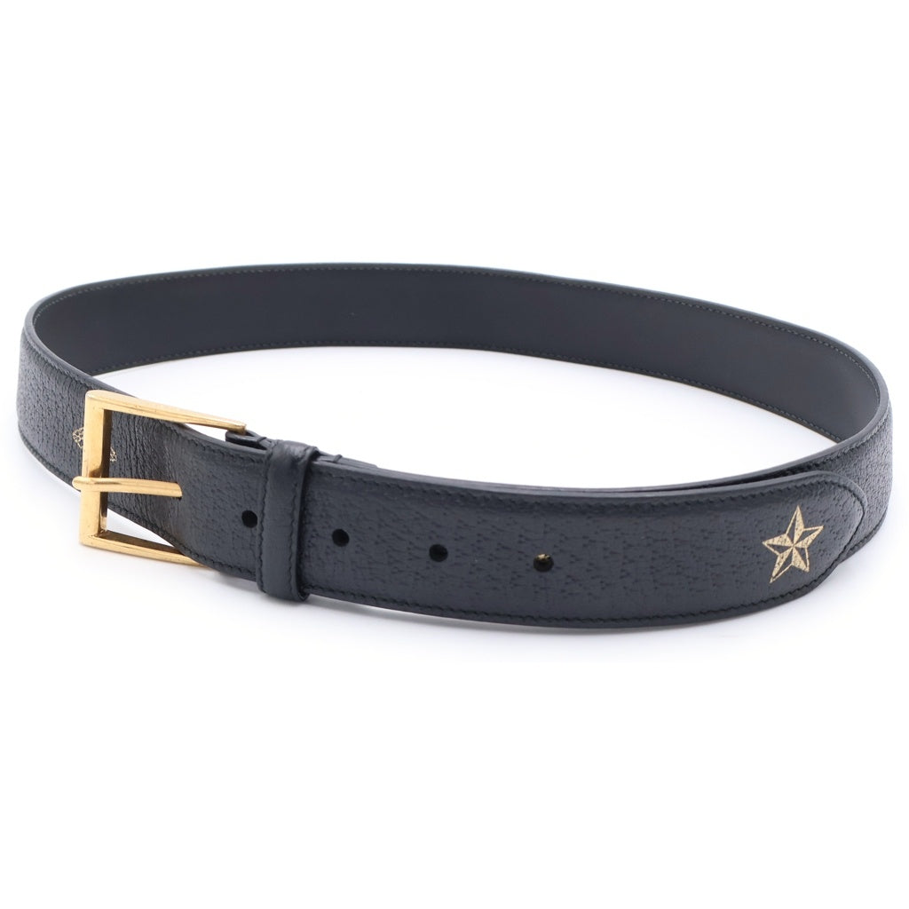 GUCCI(グッチ) Bee Star ビースターレザーベルト ゴールド金具 ブラック レディース