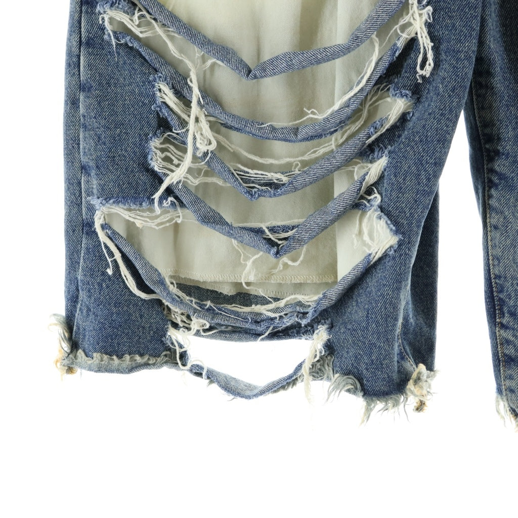424(フォートゥーフォー) 25SS Big Daddy Denim Shorts ビッグダディー デストロイ加工 デニムショートパンツ ブルー/ブラウンシュガーウォッシュ FF5SMT37AP TE001 503