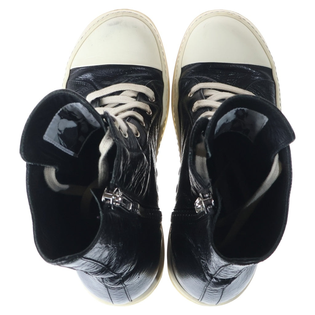 DRKSHDW(ダークシャドウ) RAMONES ラモーンズ シボ加工 サイドジップ レースアップ ハイトップス ハイカットスニーカー ブラック/ホワイト