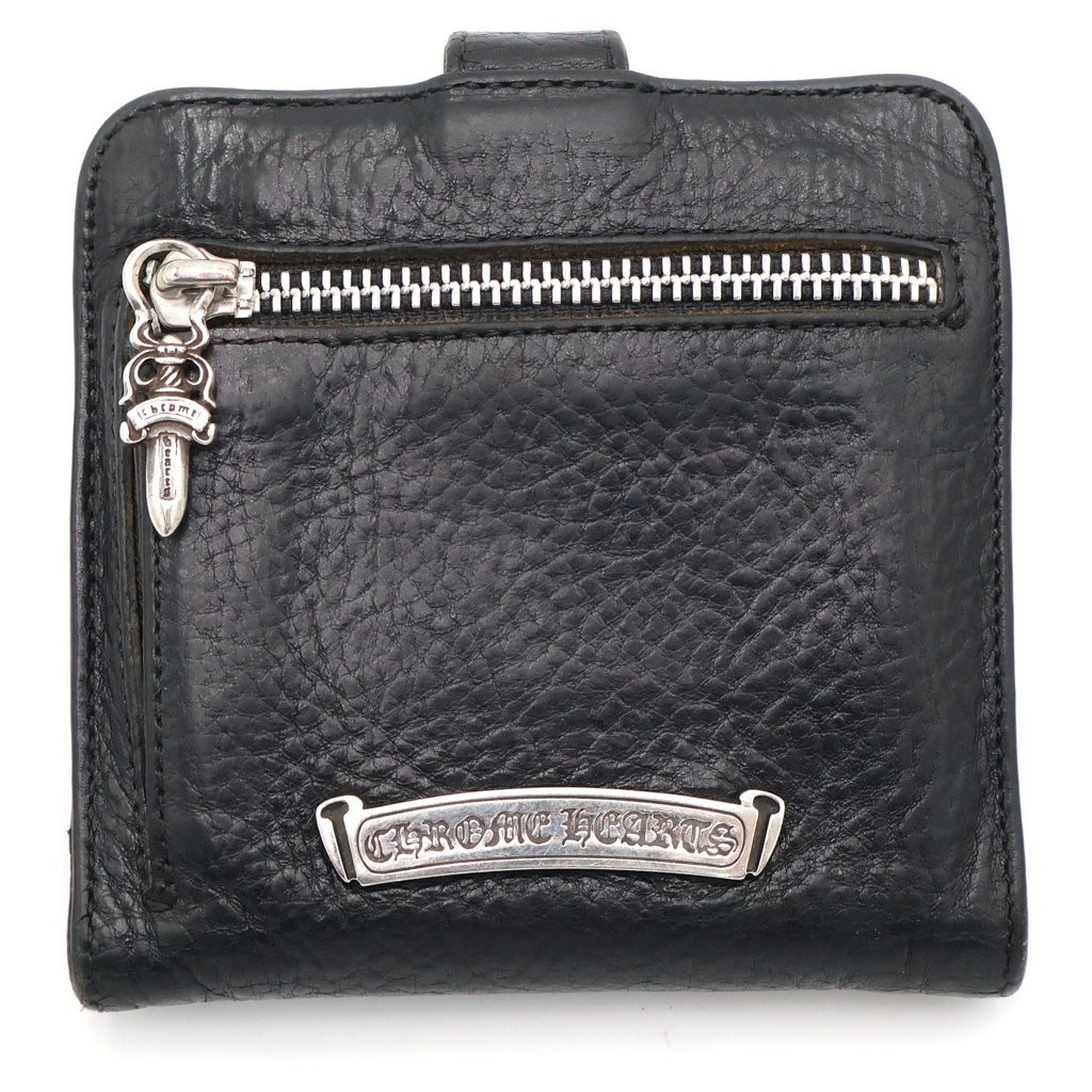 CHROME HEARTS(クロムハーツ) SQ BTN BILL スクエア ボタンビル タガージップ フラップボタンレザーウォレット 財布 ブラック