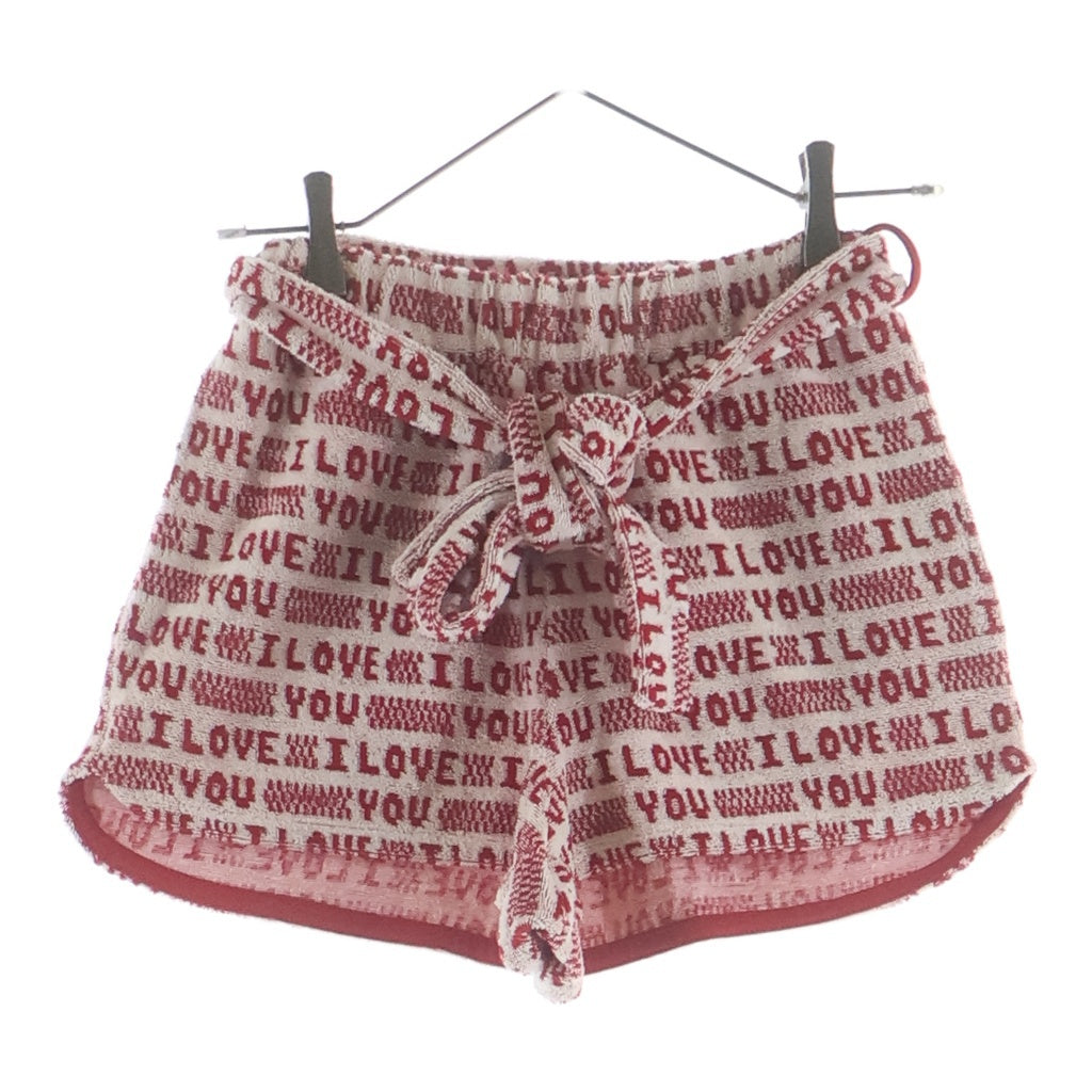 STELLA McCARTNEY(ステラマッカートニー) 23SS I LOVE YOUパイルミニショーツ レディース ホワイト/レッド 6J0155