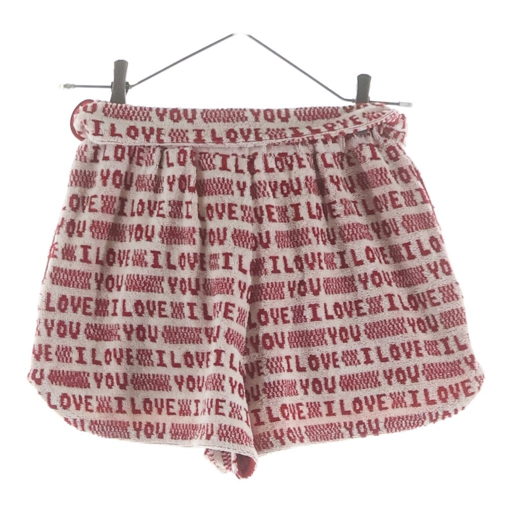STELLA McCARTNEY(ステラマッカートニー) 23SS I LOVE YOUパイルミニショーツ レディース ホワイト/レッド 6J0155