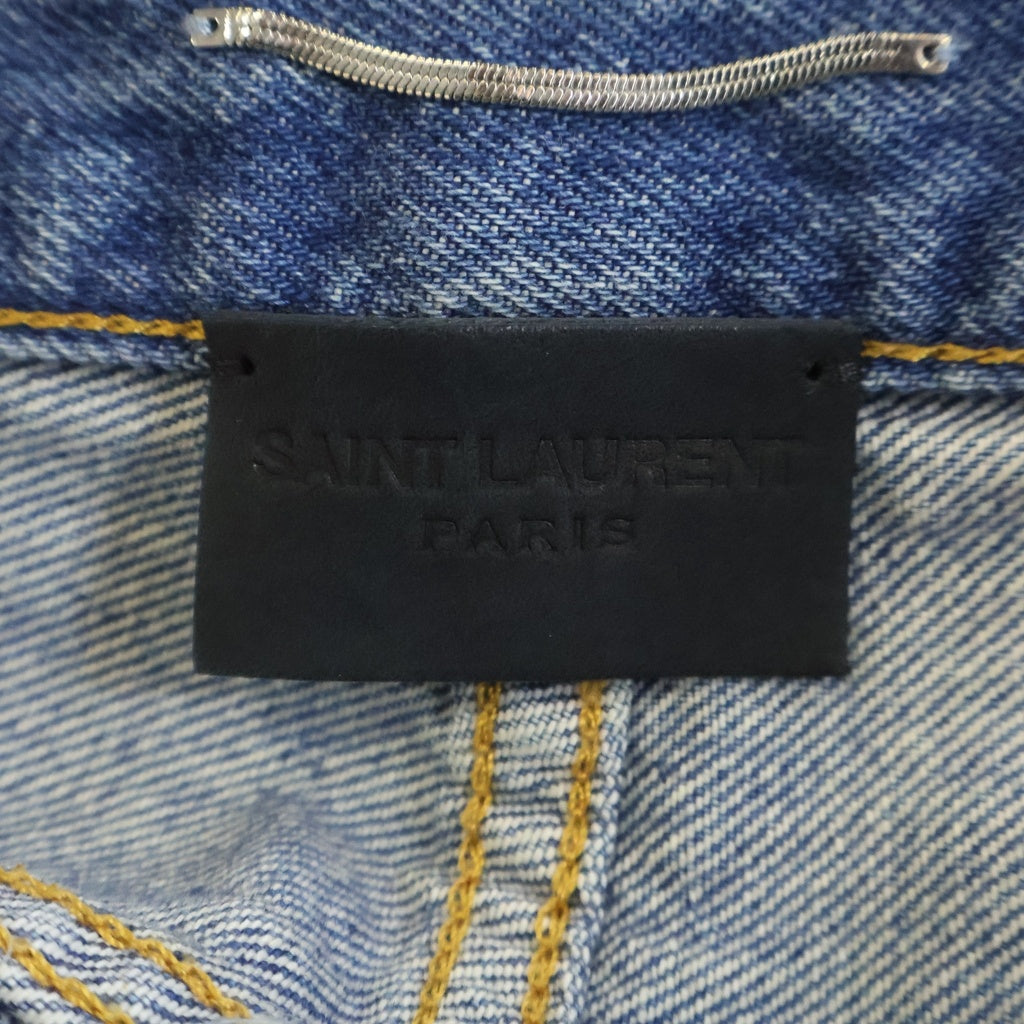 SAINT LAURENT PARIS(サンローランパリ) 23SS ダメージ加工 ボタンフライ 5ポケット デニムパンツ ジーンズ インディゴブルー 757276 Y04PH
