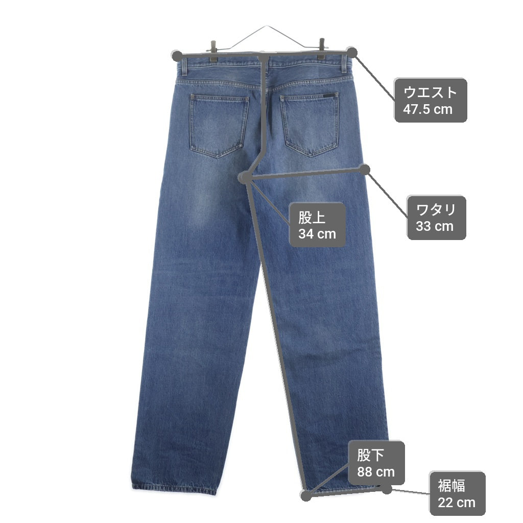 SAINT LAURENT PARIS(サンローランパリ) 23SS ダメージ加工 ボタンフライ 5ポケット デニムパンツ ジーンズ インディゴブルー 757276 Y04PH