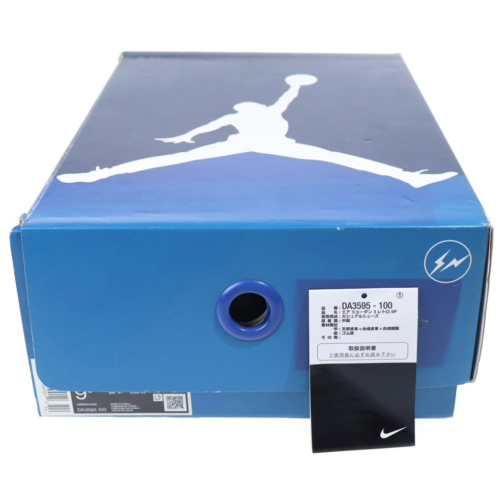 NIKE(ナイキ) ×FRAGMENT DESIGN AIR JORDAN 3 RETRO SP DA3595-100 フラグメントデザイン エアジョーダン レトロ ミッドカットスニーカー ホワイト/ブラック US9.5/27.5cm