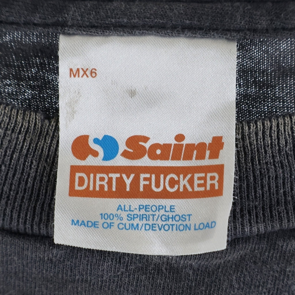 SAINT MICHAEL(セントマイケル) 25SS ×TEFLON DISCO テフロン・ディスコ INSANITY ML LS TEE テフロン・ディスコ ダメージ加工 プリント長袖Tシャツ カットソー グレー SM-HR8-0000-C41