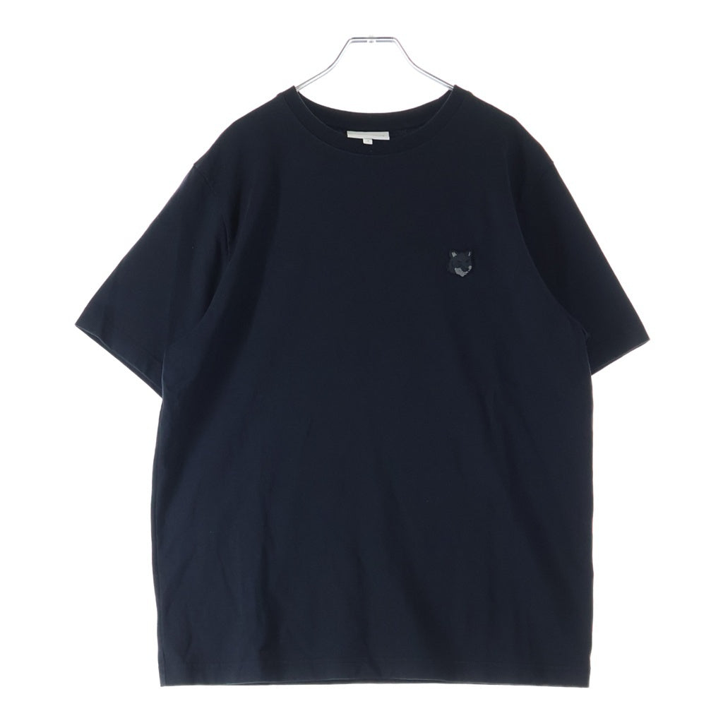 MAISON KITSUNE(メゾンキツネ) 24SS BOLD FOX HEAD PATCH COMFORT TEE SHIRT ボールドフォックスヘッドパッチコンフォート半袖Tシャツ クルーネックカットソー ブラック MM00127KJ0118