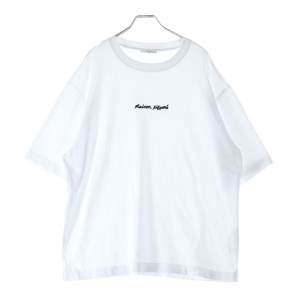 MAISON KITSUNE(メゾンキツネ) EMBROIDERY OVERSIZE TEE-SHIRT エンブロイダリー オーバーサイズ 半袖Tシャツ クルーネックカットソー ホワイト OM00122KJ0119