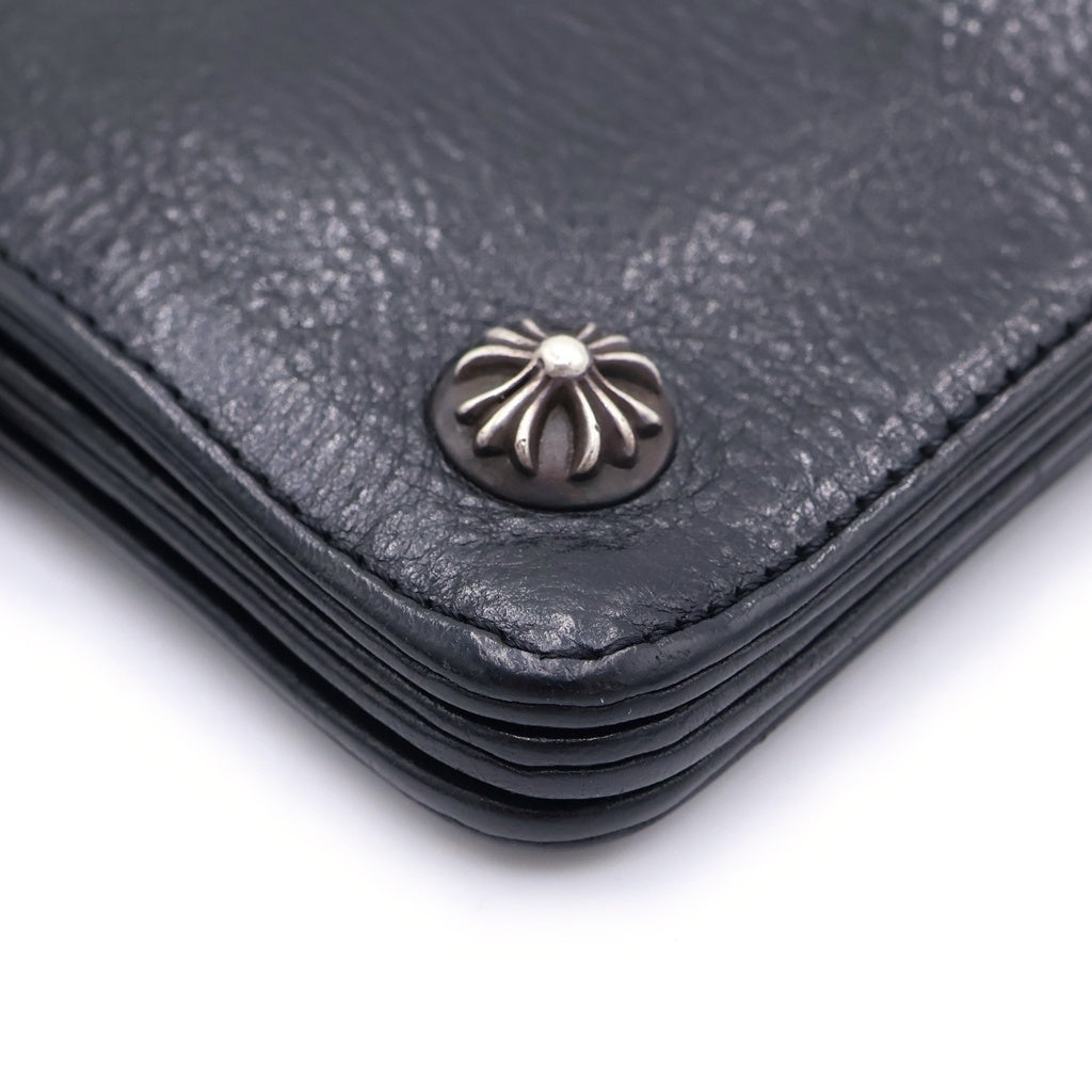 CHROME HEARTS(クロムハーツ) 2ZIP STRAP 2ジップストラップ ストラップ付クロスボールボタン レザーウォレット 財布 ブラック