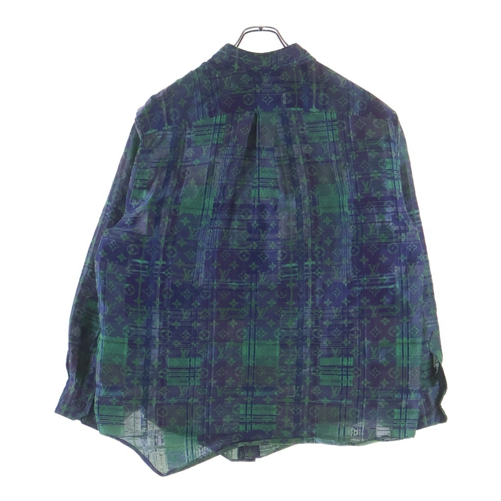 LOUIS VUITTON(ルイヴィトン) 21AW モノグラム ネオンチェック オーバーサイズ ビジネス長袖シャツ グリーン/ブルー RM212 FU9 HLS77W