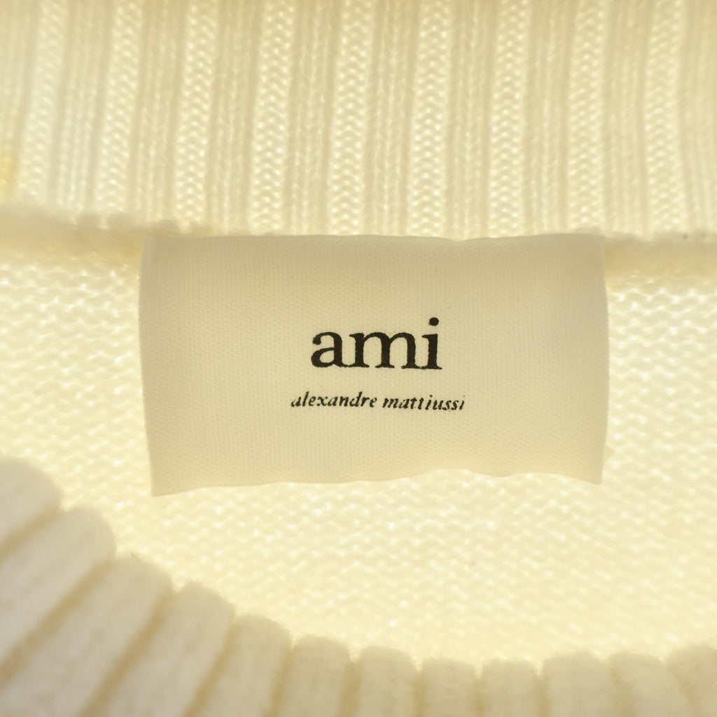 ami paris(アミパリス) ハートロゴ ハイネック ニットセーター ホワイト H21K203.018
