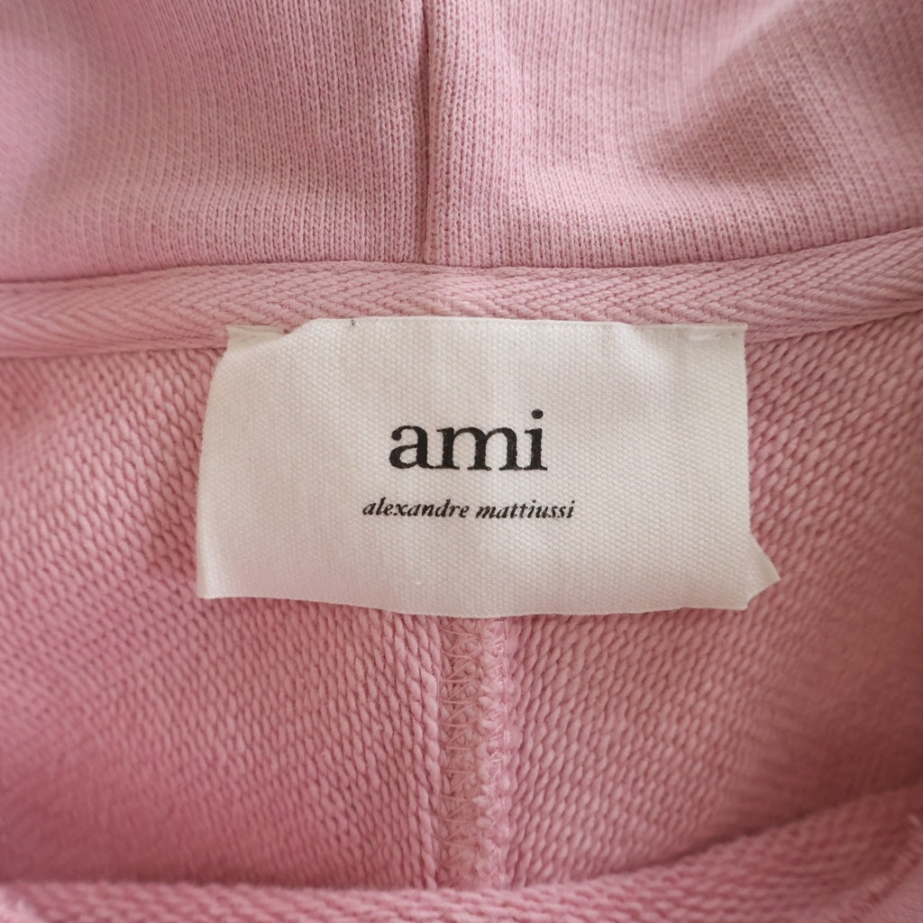 ami paris(アミパリス) Hoodie ハートロゴ刺繍 プルオーバースウェットパーカー フーディー ピンク E22USW202.747