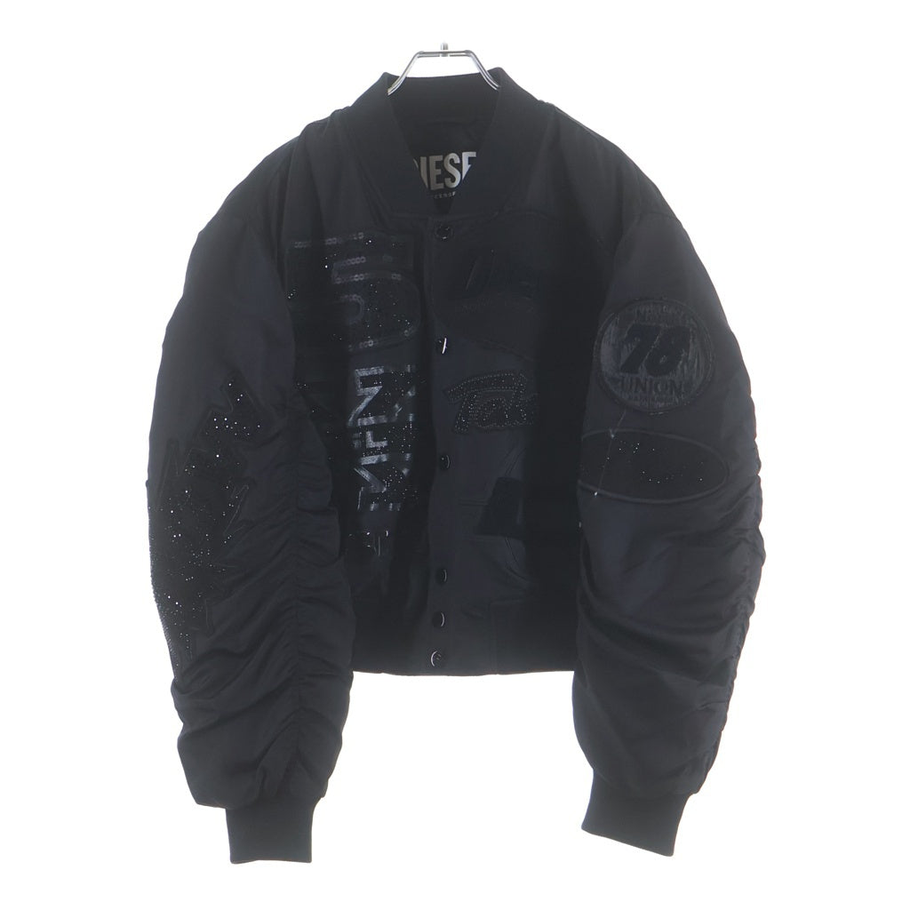 DIESEL(ディーゼル) 24AW SUPER-MANUA ワッペンボンバージャケット ジップアップブルゾン ブラック A17576