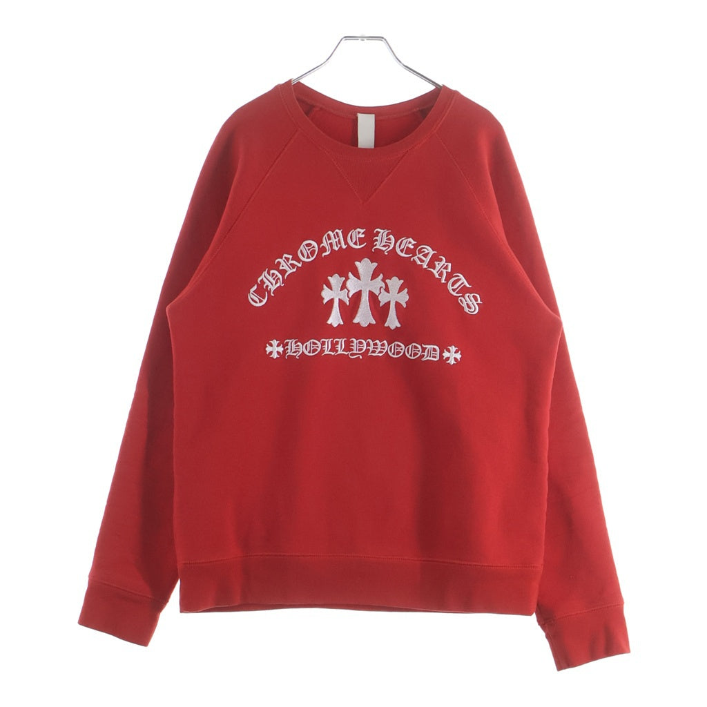 CHROME HEARTS(クロムハーツ) Y NOT セメタリークロス刺繍 クルーネック プルオーバー スウェットトレーナー レッド