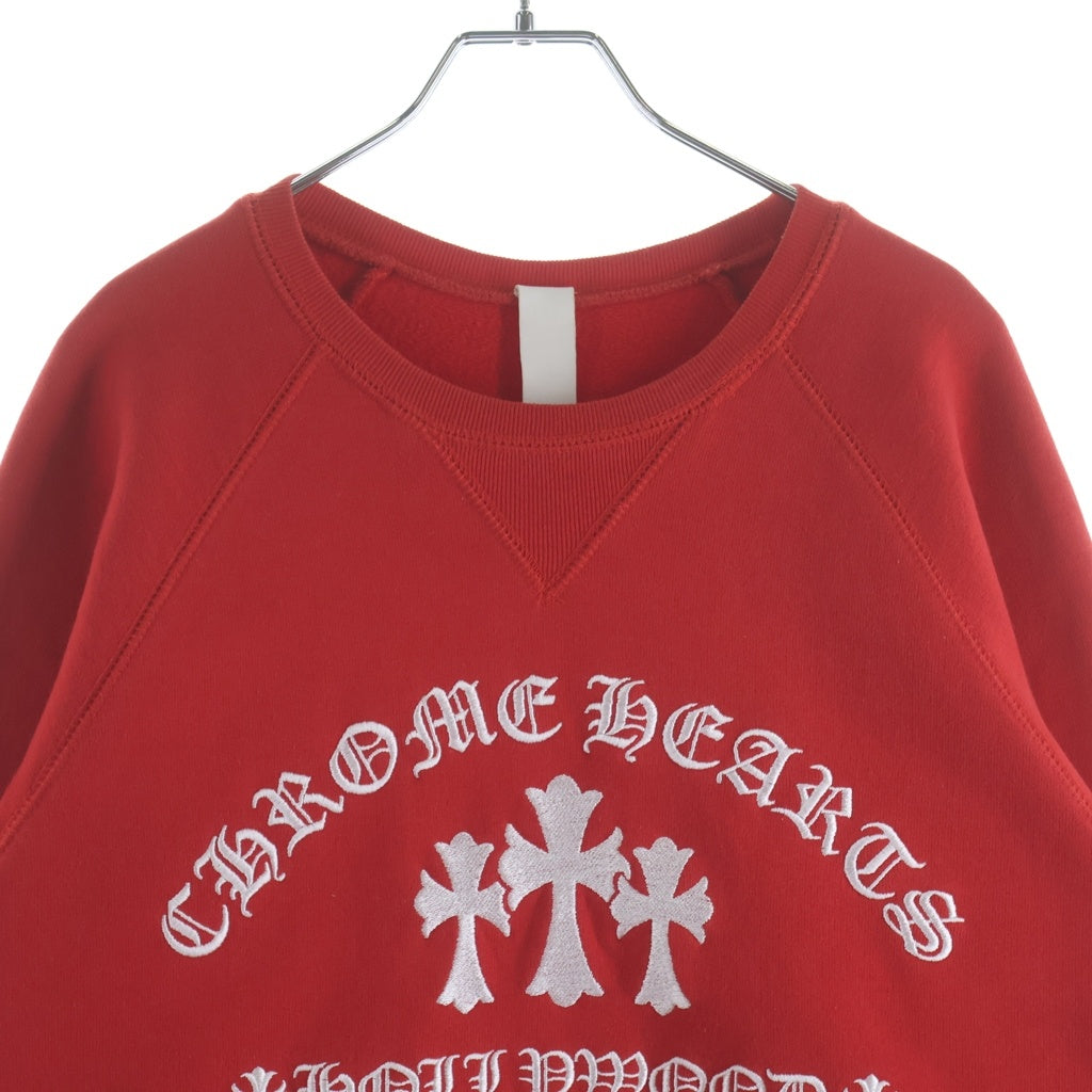 CHROME HEARTS(クロムハーツ) Y NOT セメタリークロス刺繍 クルーネック プルオーバー スウェットトレーナー レッド