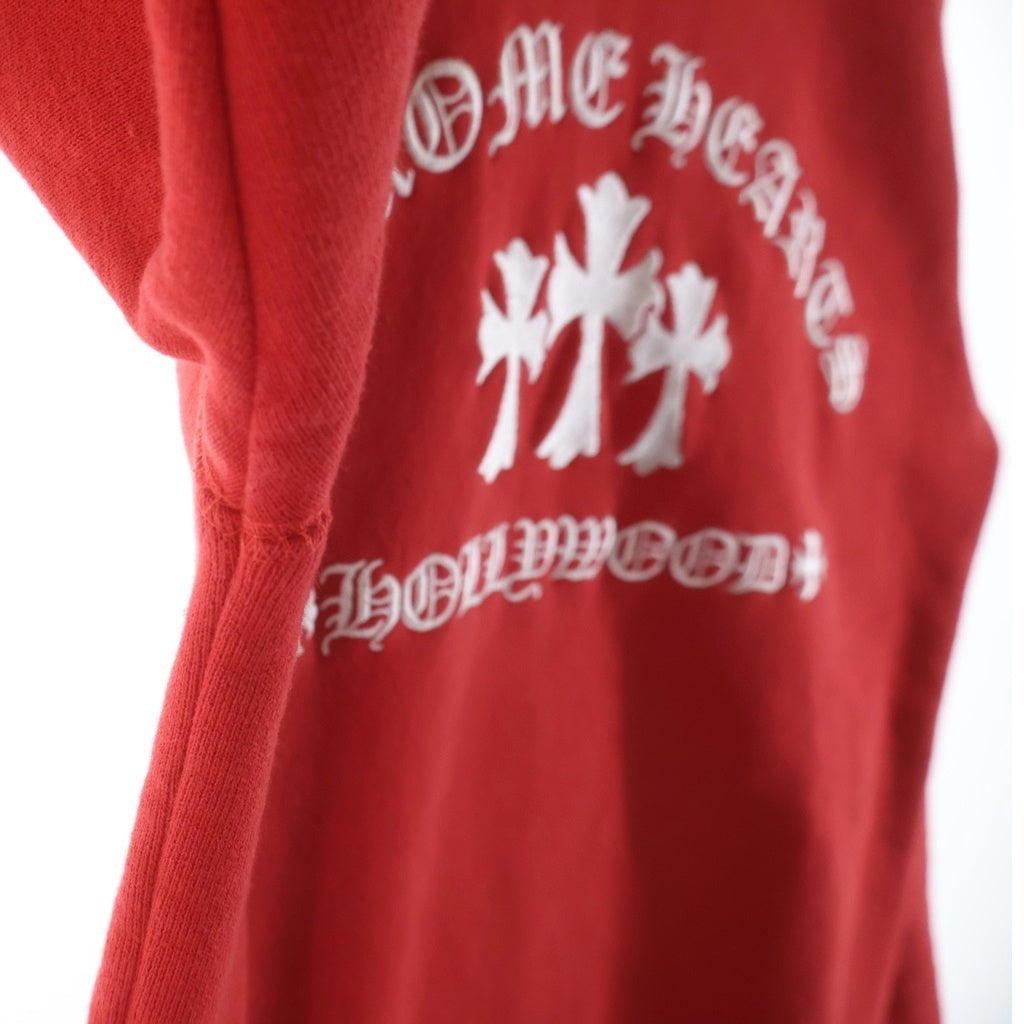 CHROME HEARTS(クロムハーツ) Y NOT セメタリークロス刺繍 クルーネック プルオーバー スウェットトレーナー レッド