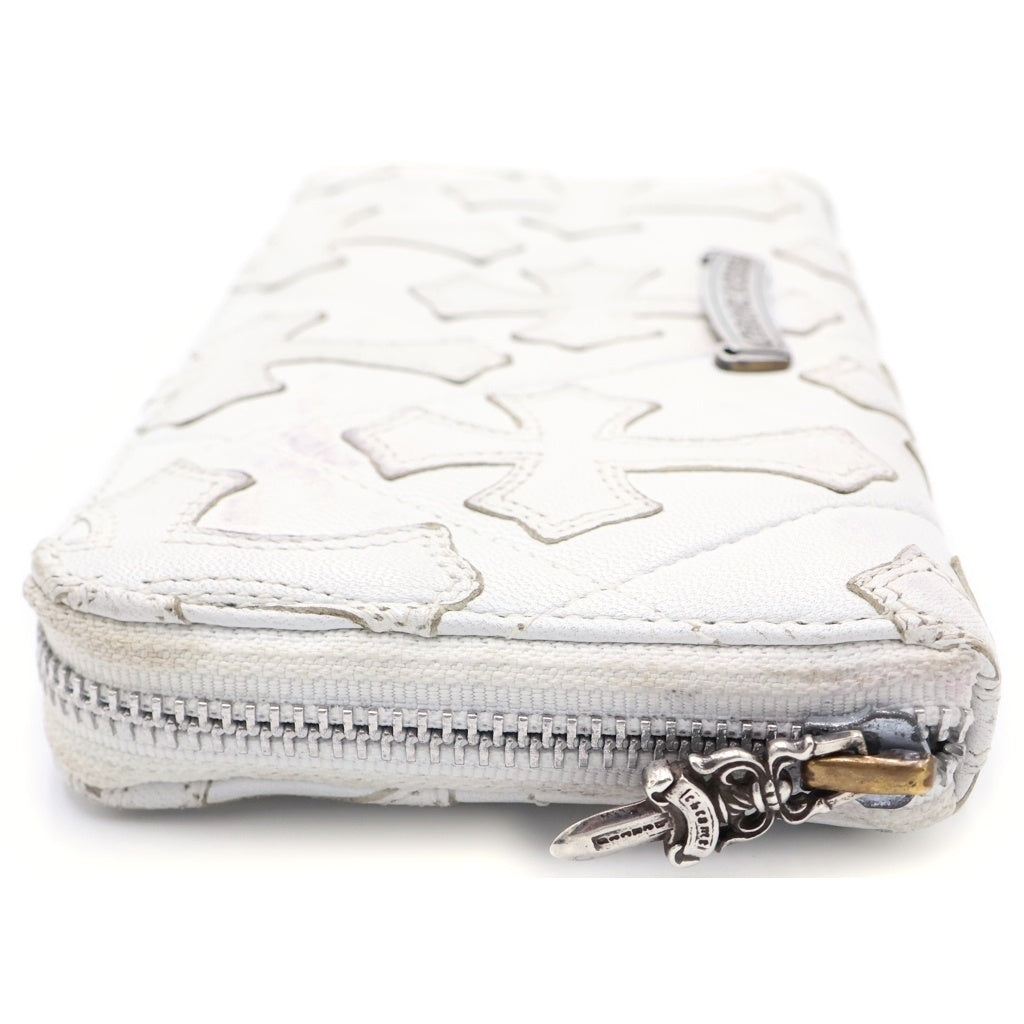 CHROME HEARTS(クロムハーツ) REC F ZIP QUILTED WALLET セメタリークロス キルティング レザーウォレット 財布 ホワイト