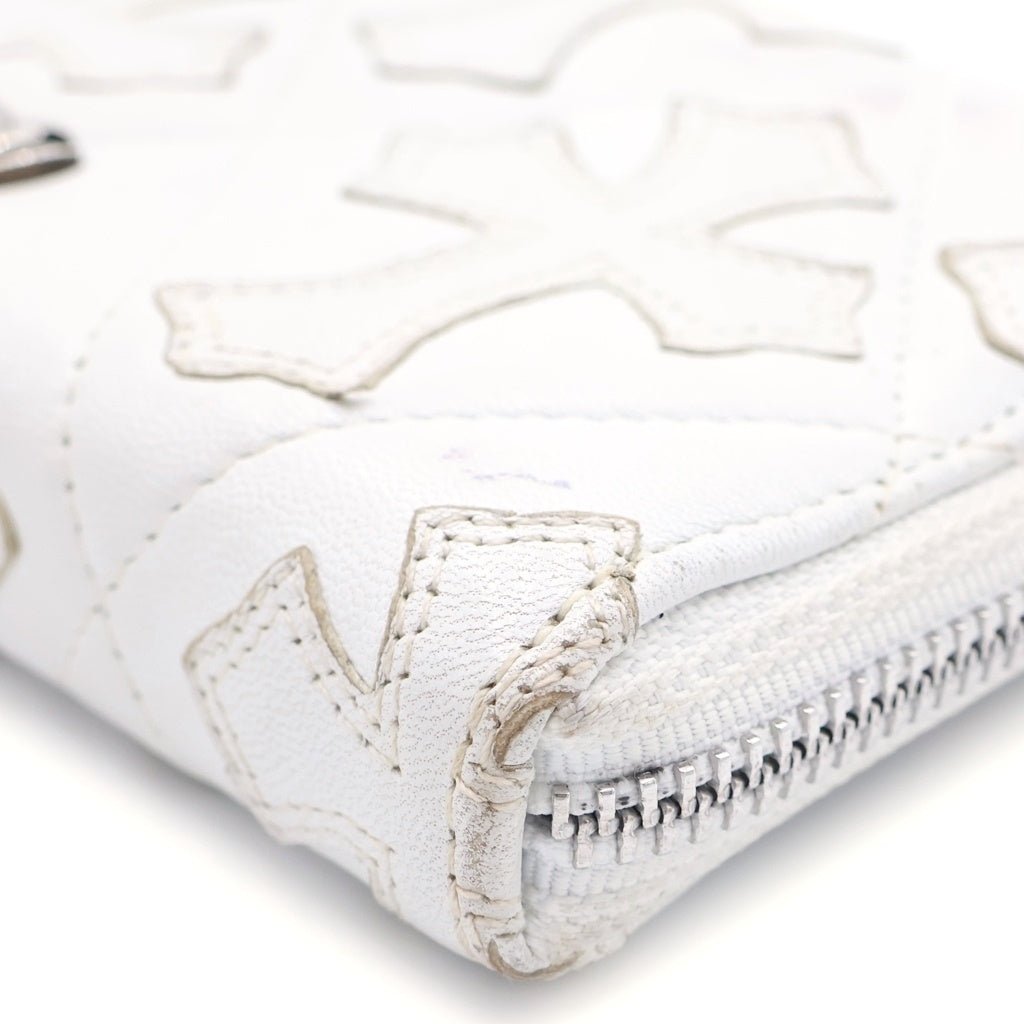 CHROME HEARTS(クロムハーツ) REC F ZIP QUILTED WALLET セメタリークロス キルティング レザーウォレット 財布 ホワイト